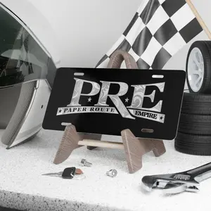 [Printed] PRE Paper Route Empire License Plate Collection Black & White Aluminum Car Tag Set 12x6 Hip Hop Merch Gift
