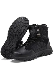 Men's Fashionable Patchwork Design Lace Up Ankle Boots, Casual Comfortable Durable Security Boots, Anti-slip Police Boots, Fashion Shoes for Daily Wear