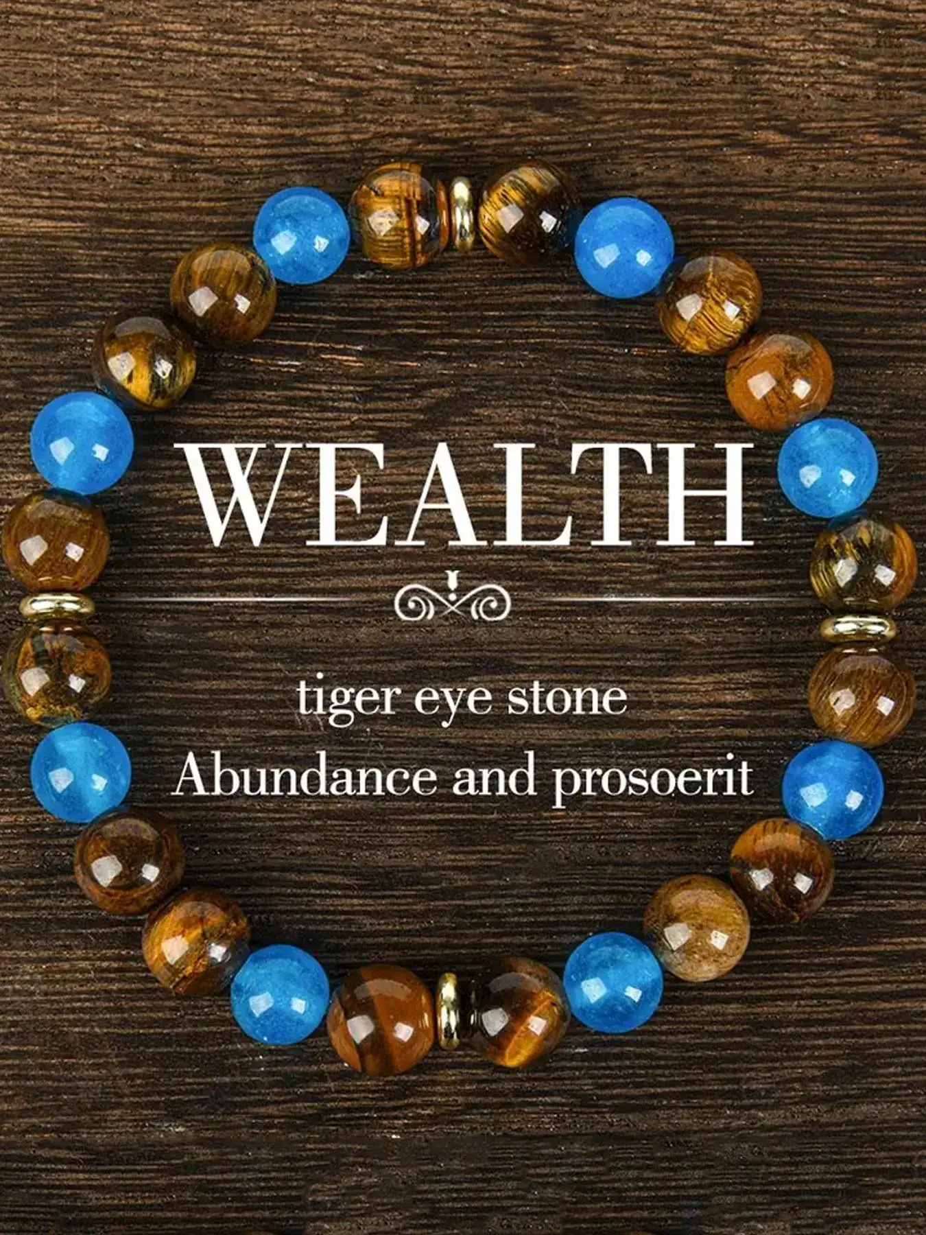 1pc Vintage Boho Tiger Eye Stone Crystal, Solstice Gemstone, Money Attraction Healing Crystal Bracelet, Beaded Bracelets, Natural Beaded Wealth Symbol For Abundance and Prosperity, August Birthstone, Daily and Gift Occasions, For Men and Women