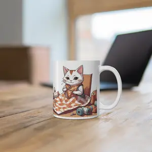 Crafty Cat Ceramic Mug 11oz - Perfect for Coffee and Drinks
