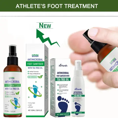 Tea Tree Oil Foot Spray - 97% Odor Elimination & Cracked Heel Repair | Dermatologist-Validated Fungal Defense | 100ml Fast-Absorbing Formula Aloe Vera Outdoorfun, Dry