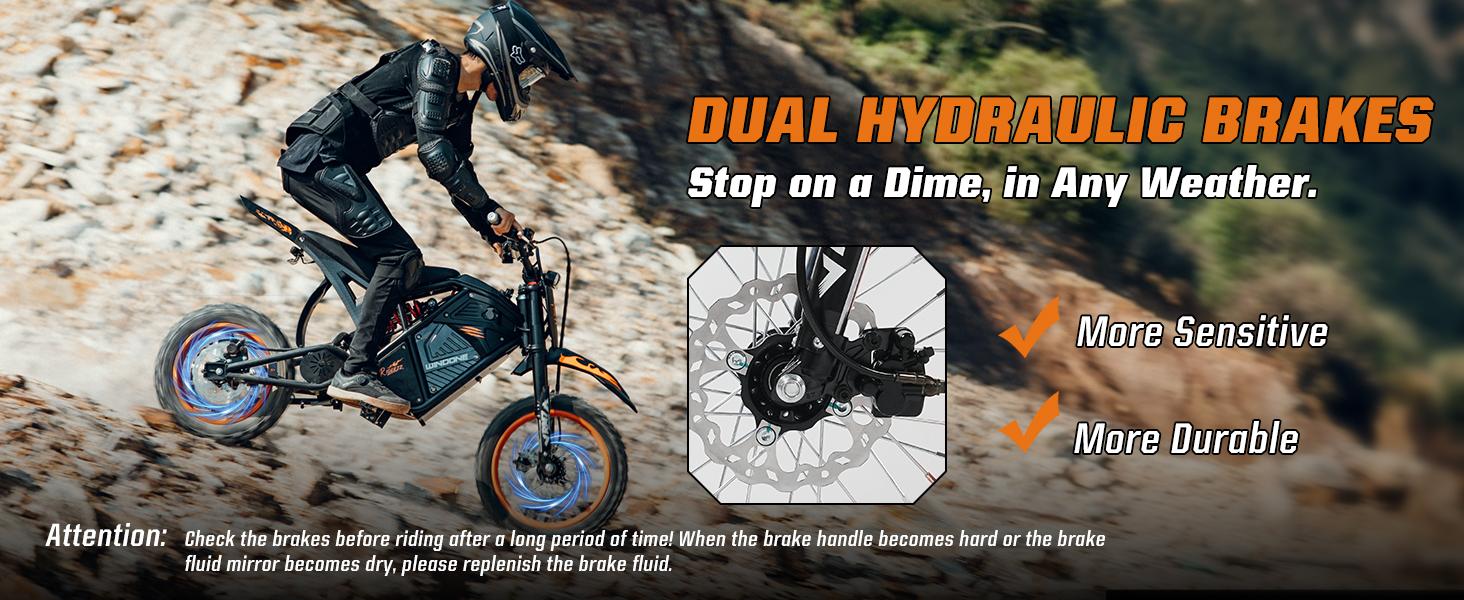Windone RM7 Ebike,2200W Peak Motor, 37MPH Fast Speed, 48V 22.5Ah Battery, 45-60 mi Range, 14"/12" Off-Road Tires,Dual Hydraulic Brakes, Full Suspension， 3-Speed Modes for Dirt Biking,  UL 2272 Electric Dirt Bike Adults & Teens