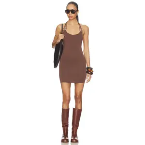 superdown Blanche Halter Mini Dress in Brown
