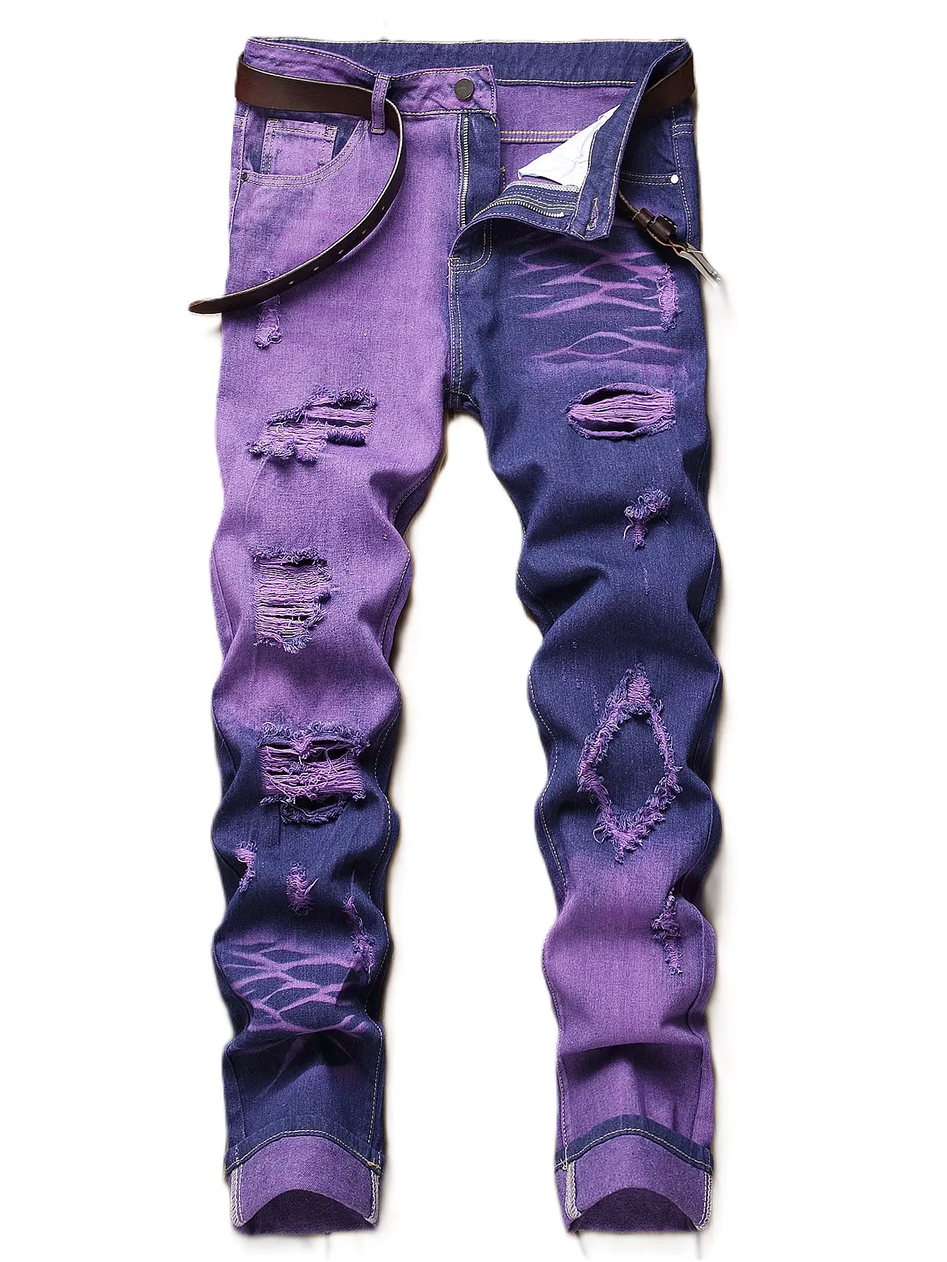 Men’s ripped jeans, regular fit, distressed, slim straight leg, stacked biker style, comfortable denim pants