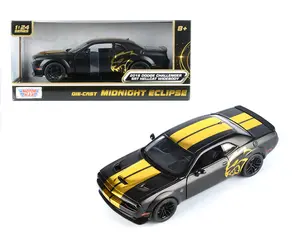 Motormax 1:24 Midnight Eclipse 2018 Dodge Challenger SRT Hellcat Widebody Matte Black w/ Gold Midnight Eclipse