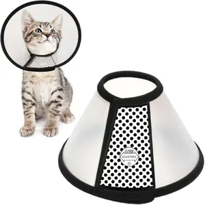 Adjustable Recovery Pet Cone E-Collar for Cats Kittens Rabbits, Plastic Elizabeth Protective Collar Wound Healing Practical Neck Cover, Neck Girth 6.1 in