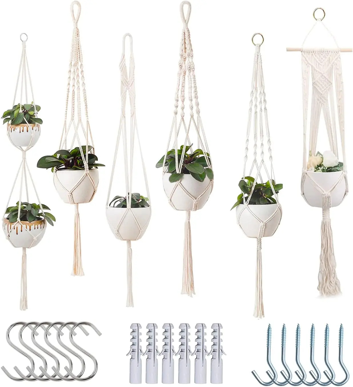 6 Pack Plant Hanger Indoor Hanging Planter Basket for Indoor Plants Hanging Plant Holders Indoor Hanging Plant Pot for Plants Hanging Planters for Indoor Plants
