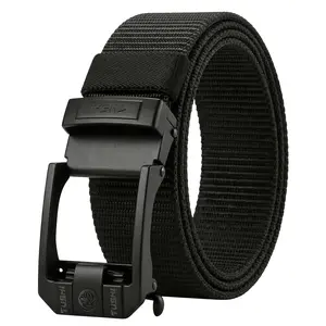 Men's Minimalist Nylon Ratchet Belt Heavy Duty Webbing Tactical Waistband with Automatic Slide Buckle Hole-less Fabric Belt Custom Trim to Fit Minimalist Non-Metallic Travel Friendly durable Outdoor Waist casual dress modern Adjustable unique vintage new