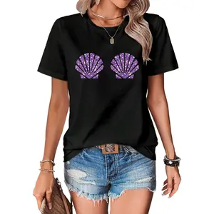 100% Cotton Mermaid Sea Shell Bra Costume Halloween Design T-Shirt