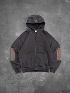 Zip Up 001 - 100% Cotton Sweatshirt Fleece with Embroidered "BA" Logo & Custom Zipper - Small Size - Washed Brown Base Color