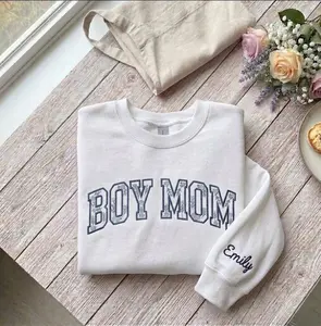 Embroidered Boy Mom Sweatshirt, Toile Floral Boy Mama Sweatshirt, Pregnancy Announcement Boy,Mama of Boys Shirt, Embroidered Mother's Day Gift