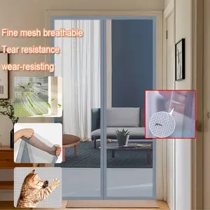 Glass Fiber Screen Door with Storage Hook, No-Drill Magnetic Closure, Pet Scratch Proof, Summer Mosquito Protection, Quiet Automatic Closing