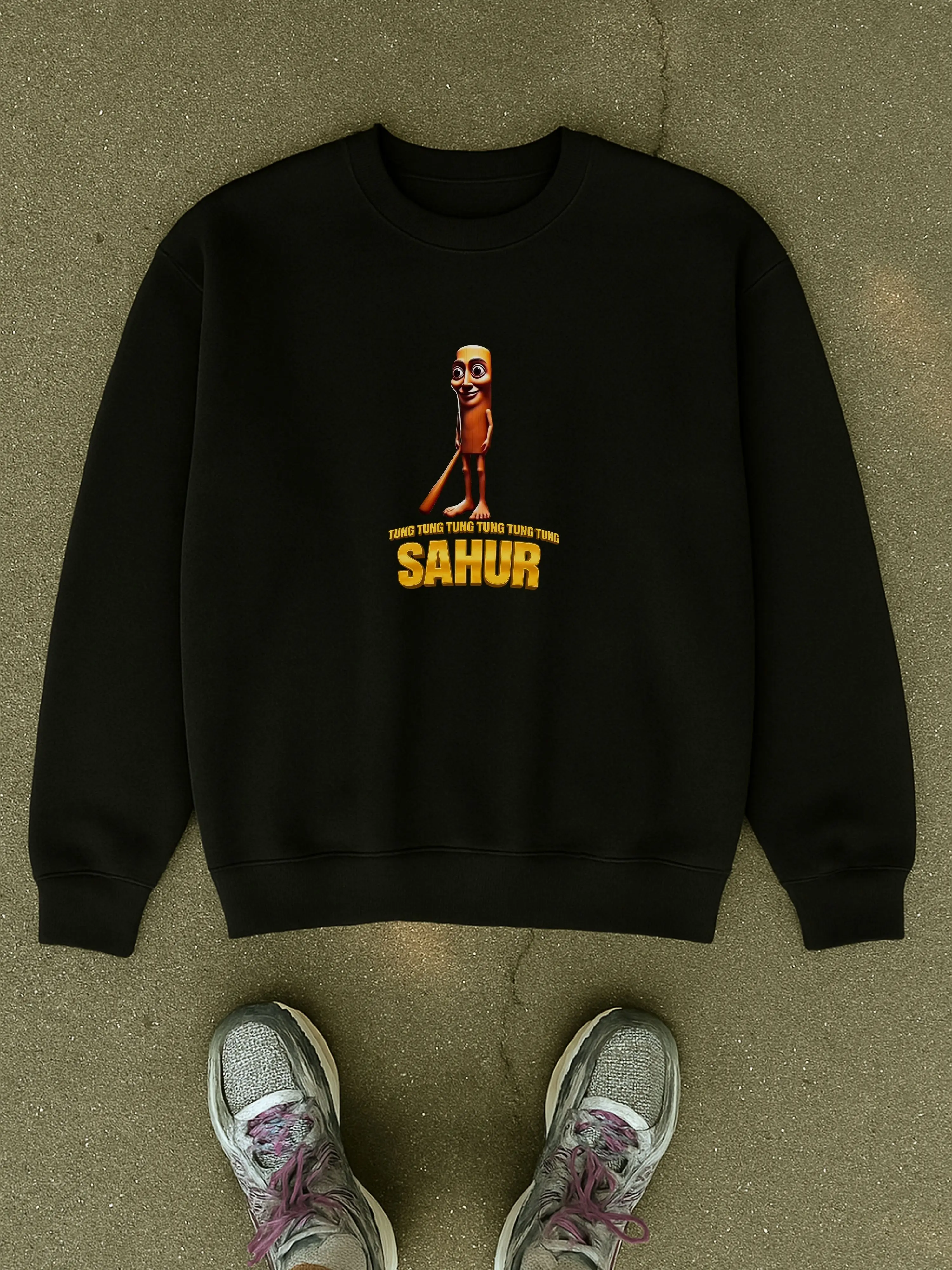 Tung Tung Sahur Meme Shirt & Sweatshirt, Funny Baseball Bat Brainrot Graphic Tee, Viral Internet Humor Shirt, Y2K Cringe Meme Top, Unisex Streetwear Apparel Casual Cotton