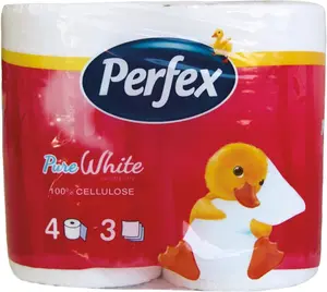 Perfex Toilet Paper, 4 Rolls 3-Ply, Super Soft, Fragrance free, Sensitive, Hypoallergenic