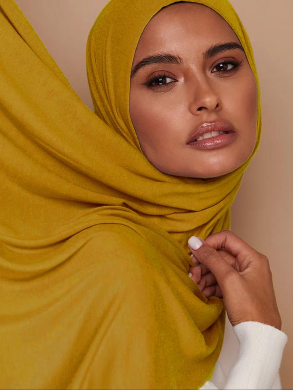 Women's Dopamine Fashion Color Palette Headscarf Turban Hijab, Soft Jersey Material, Elastic Design, Suitable for All Occasions, Plain Pattern