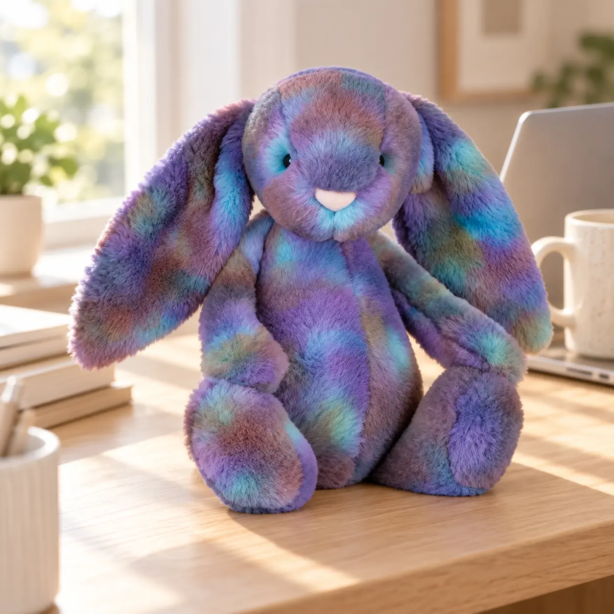 Jellycat Cosmic Bunny Plush – Purple Teal Tie-Dye Rabbit, Super Soft Cuddly Companion & Collector Gift