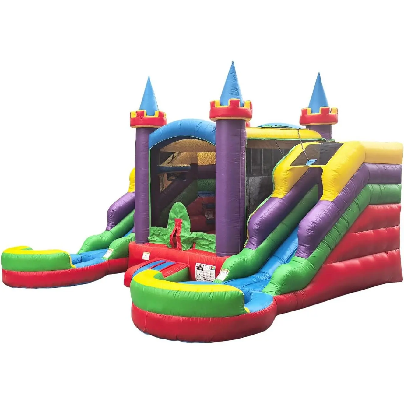 16x15 Rainbow Castle Commercial Inflatable Bounce Dual Slide Pool