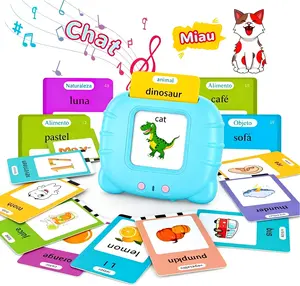 KIDGENIUS Bilingual Flash Cards - 224-Word Musical Talking Toy, English-Spanish Educational Tool, Screen-Free Pocket Speech Learning for Kids 2-8, Toddler Gifts