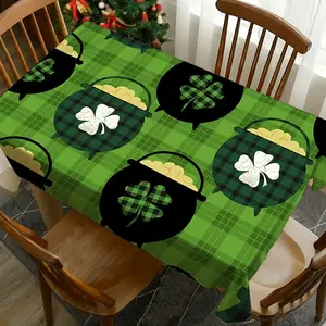 1 pc St Patrick's Day Four Leaf Clover Tablecloth, Perfect for Picnics Camping Weddings Birthdays Restaurants Buffets, Washable Home Decor, Picnic Table Cover