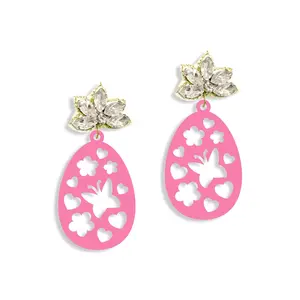 Viv&Lou Pink Acrylic Easter Egg Earrings