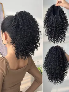 Women's Ponytail Extension Drawstring Clip Style Hair Accessory, 10 Inch Long Wave Synthetic Hair Patch, Perfect for Parties & Daily Wear, Synthetic Curly Hair