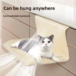 1 piece of L-shaped hanging cat bed, suitable for all seasons, detachable, washable, foldable, railing chair, bedside sandwich mesh cat hammock, providing the ultimate nest for your cat!