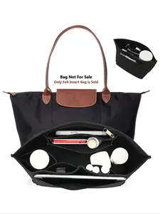 Women's Multi-Pocket Felt Handbag Organizer Insert, Zipper Pouch Compatible with All Brands, Travel Essentials for Bag Organization, Travel Accessories