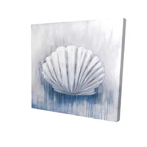 360 stand Marine Shell Wall Art - 24x24 in. Blue Festoon Motif, High Def Print, Coastal Home Decor, Artistic Artwork, Decoration for Home Supplies Posters & Prints, Art Wall Decor