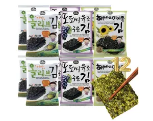 Korean Food Mixed Roasted Seaweed Snack Set, 12 Count (0.17 oz Each)