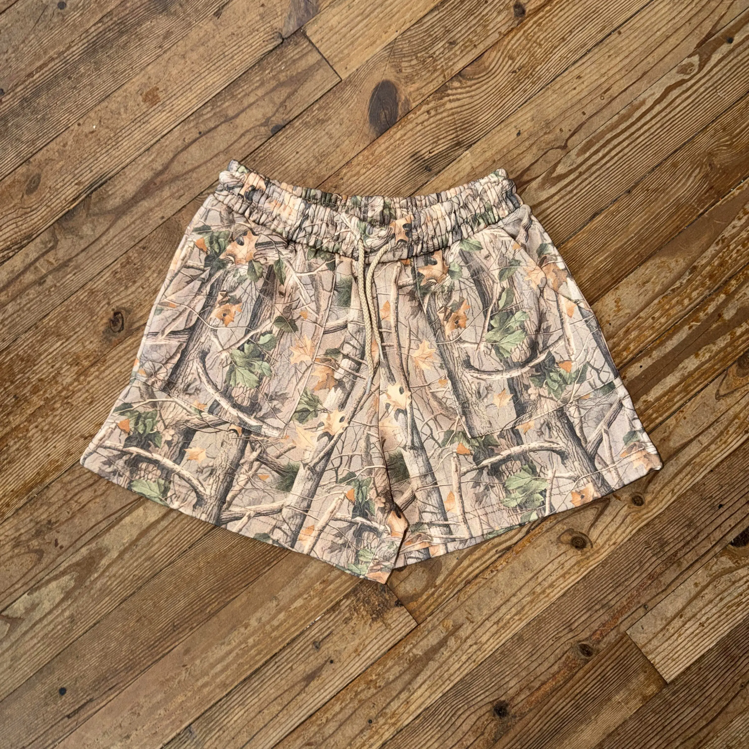Women's Relaxed High-Waisted Oversized Tee Camo Lounge Shorts | Papa's General Store