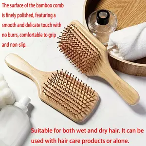 Bamboo Massage Comb for Women, Wooden Bristle Brush, Improves Scalp Health, Ideal Gift for Weddings/mother's Day, Single Item