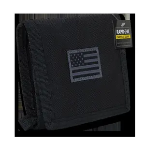 212 MAIN Men's Tactical Wallet - Black, RapidDominance USA Flag RAPDOM Design, Hook-Loop Closure, Multi-Pocket, Nylon Cordura Material, Zippered Slots