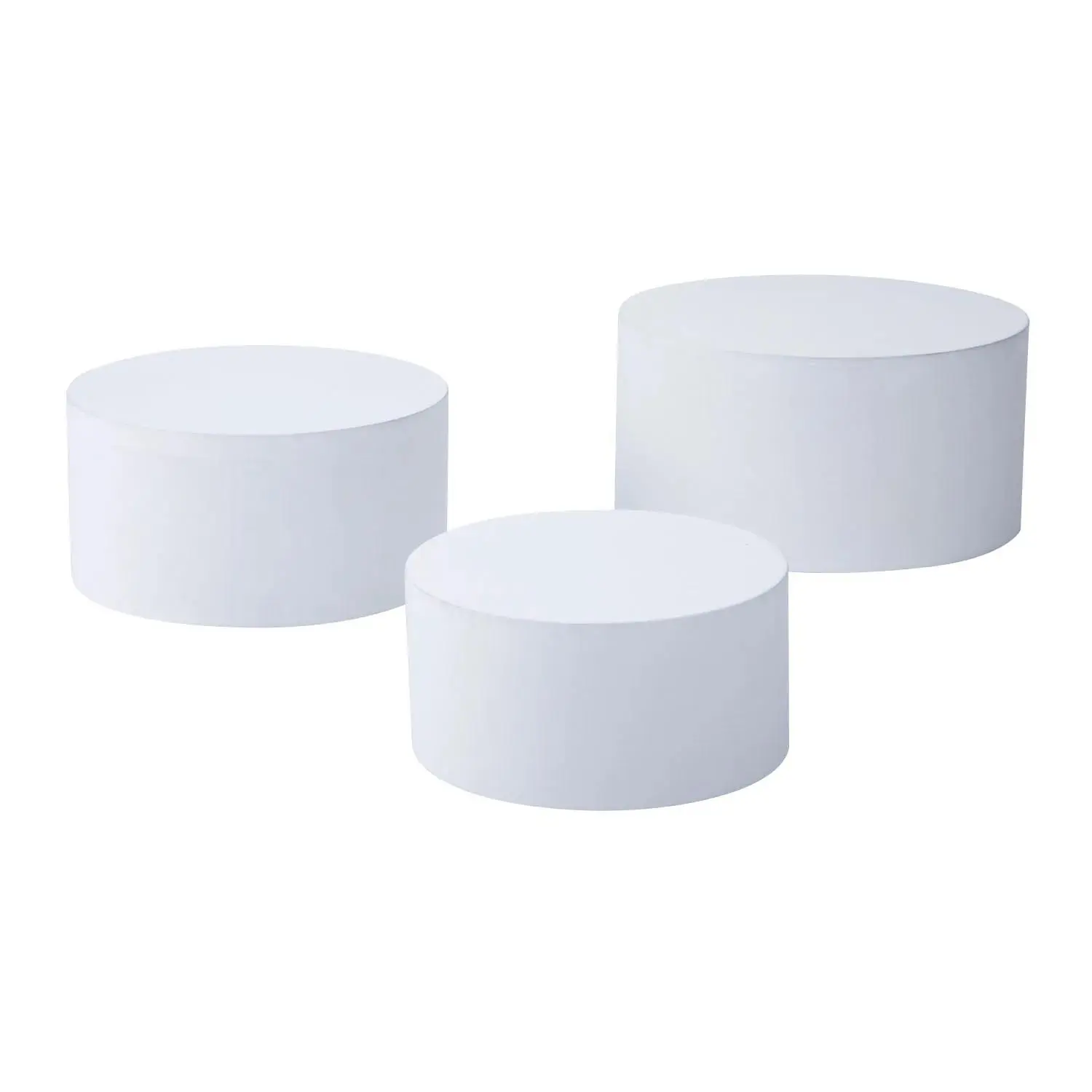 White Round Buffet Riser Set - 3 Pc.