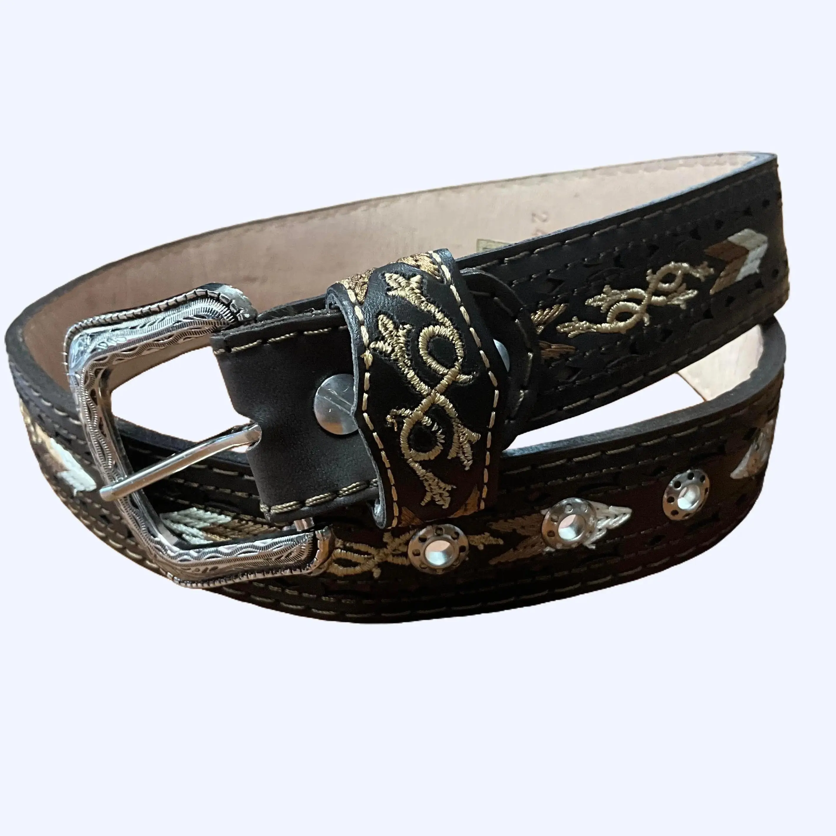 Authentic Leather Belt with Embroidery Finishing Genuine Leather for Everyday Wear and Special Occasions