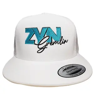 ZYN Gremlin Dark Teal Direct Embroidered Mesh Adjustable Flat Bill Trucker Hat Cap