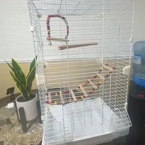 Basic Bird Cage 24.8inch Parrot Cage 24.8 x 14.6 x 11 with Ladder Horizontal Bar 2 Feeders for Small Birds Painted Metal PP Plastic Wood Roosting Perch