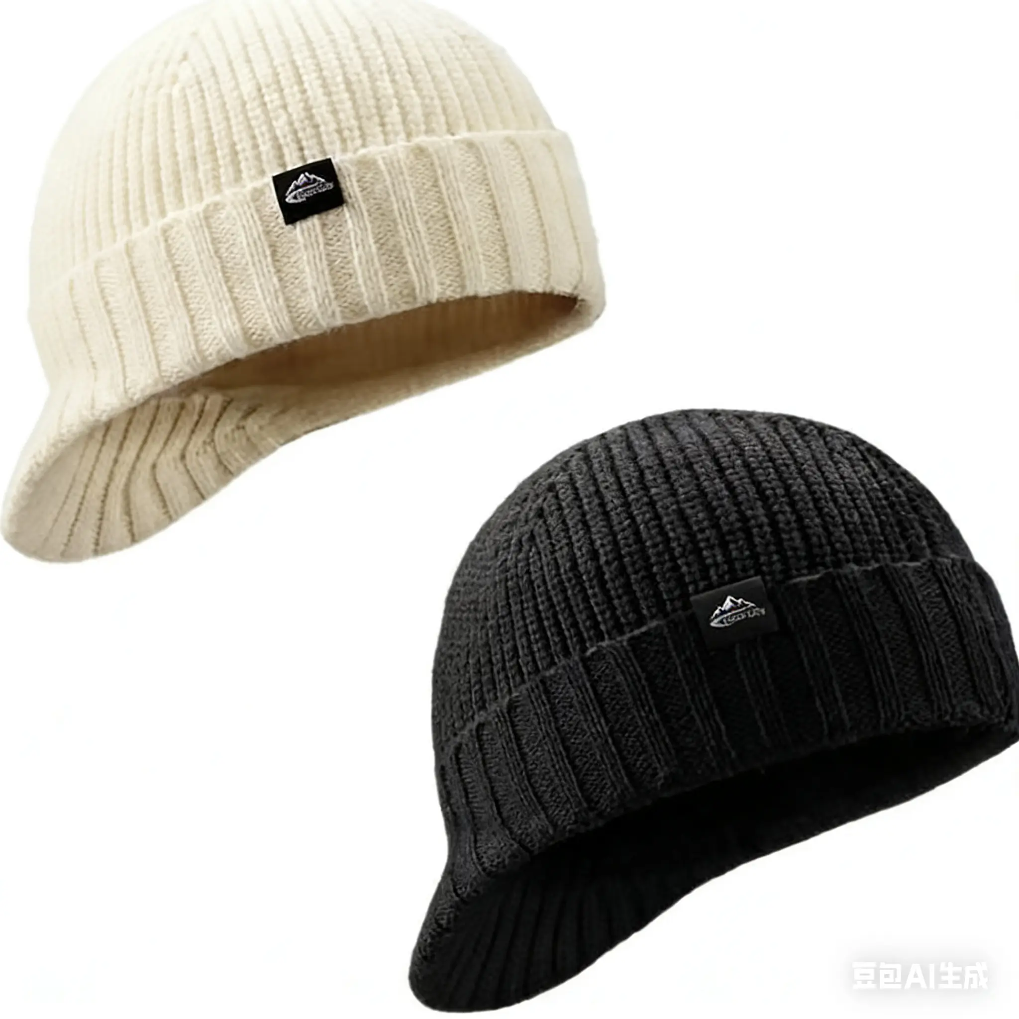 Knitted wool cap with solid color elasticity and lightweight, soft and comfortable baseball cap, warm and windproof in autumn and winter. Men's outdoor sports, skiing and cycling knitted brim design, warm winter clown duckbill hat, Halloween gift