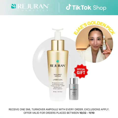 REJURAN Dual Effect Ampoule, DOT DUAL c-PDRN - Rejuvenating Face Serum for Radient Glass Skin, Wrinkle and Fine Line Treatment, Firming, and Deep Hydration, Korean Skincare (1.01 fl oz)