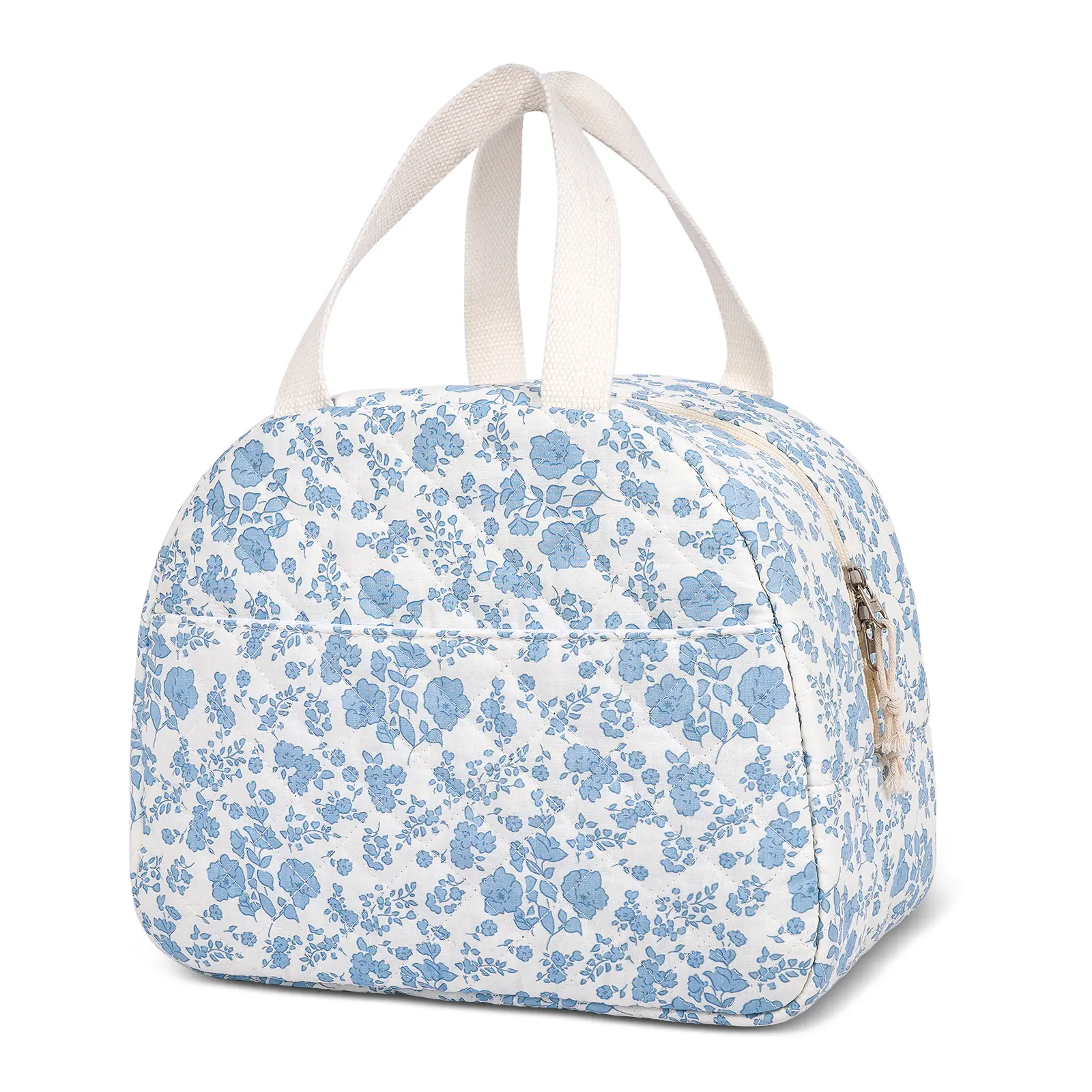 Corduroy Floral Print Durable Insulated Cooler Tote Bag, Large Capacity Leakproof Lunch Bag for Travel, Work, Trending Mother's Day Gift, Durable Insulated Bag