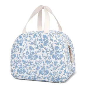 HONITTY Corduroy Floral Print Lunch Bag for Women Insulated Lunch Box Large Capacity Leakproof Cooler Tote Bag for Travel Work Picnic Perfect Gift for Mother's Day