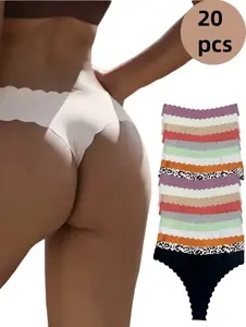 20pcs Of SeamlessWomen'S Underwear, Fan-shaped, Seamless Technology.The Fabric ls Light And Breathable, Suitable For VariousCombinations And Shows Exquisiteness.