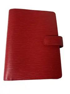 Pre-owned Louis Vuitton Leather Agenda Cover Red Epi Medium Ring Agenda Cover