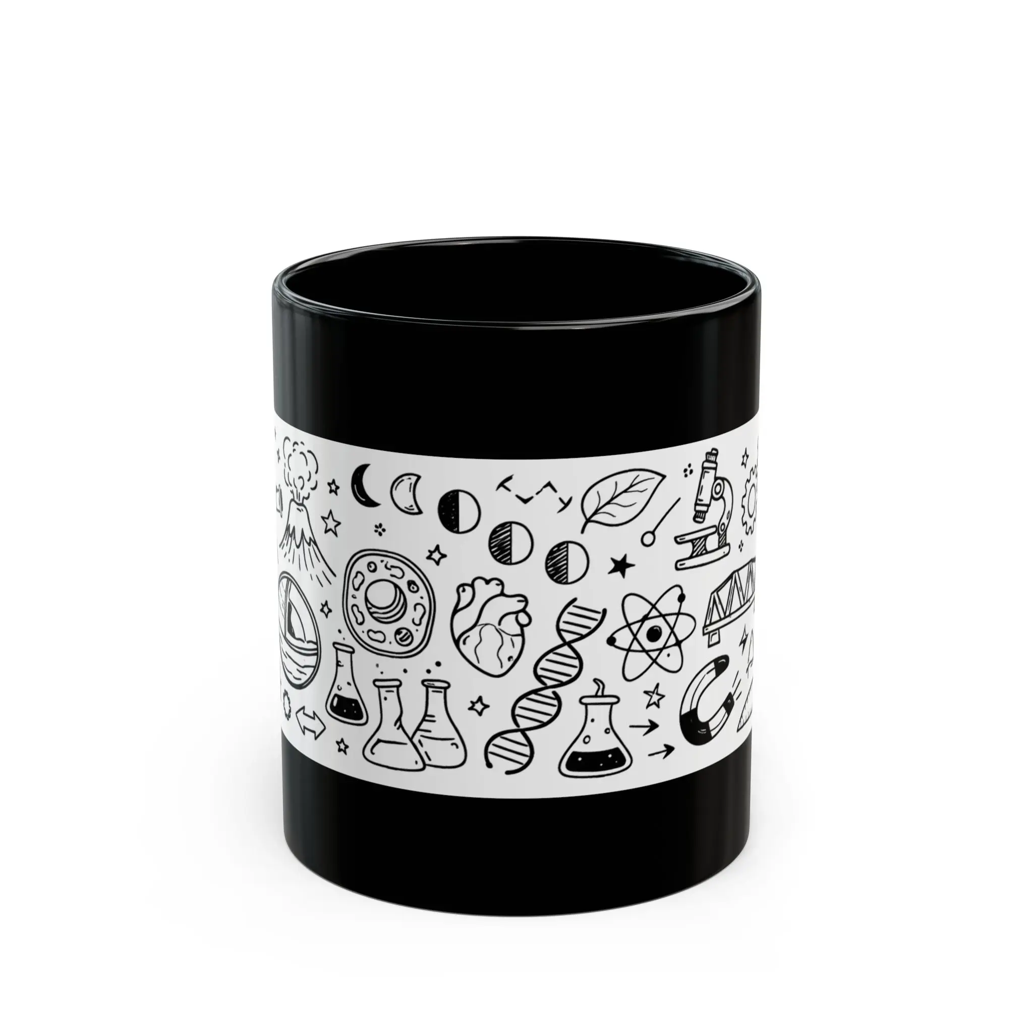 Science Doodle Mug | Black Ceramic Coffee Cup