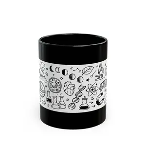 Science Doodle Mug | Black Ceramic Coffee Cup