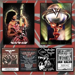 Van Halen Band Music Album Cover ROCK Cool Fashion Poster HD Sticky Waterproof Wall Art High Quality Print Aesthetic Home Living Bedroom Bathroom Hallway Decor Trendy Room Decoration Easy-To-Apply Gift Durable