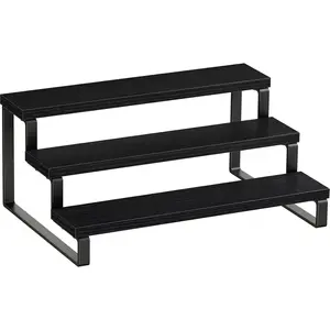 3 Tier  Rack, Cabinet Organizer Shelf, Wooden  Rack for Countertop, Kitchen Counter Storage Shelves Cupcake Stand Holder Display Stand, Black