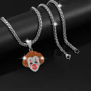 Hip-hop Clown Pendant Paired with Dragon Bone Necklace - Unisex Rapper Necklace, Perfect for Parties, Holidays, and Weekend Gifts