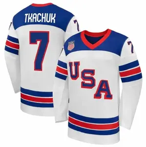 Men’s #7 Tk@chuk Wh1te Away Hockey Jersey, Hockey Team Hockey Gifts for Fans