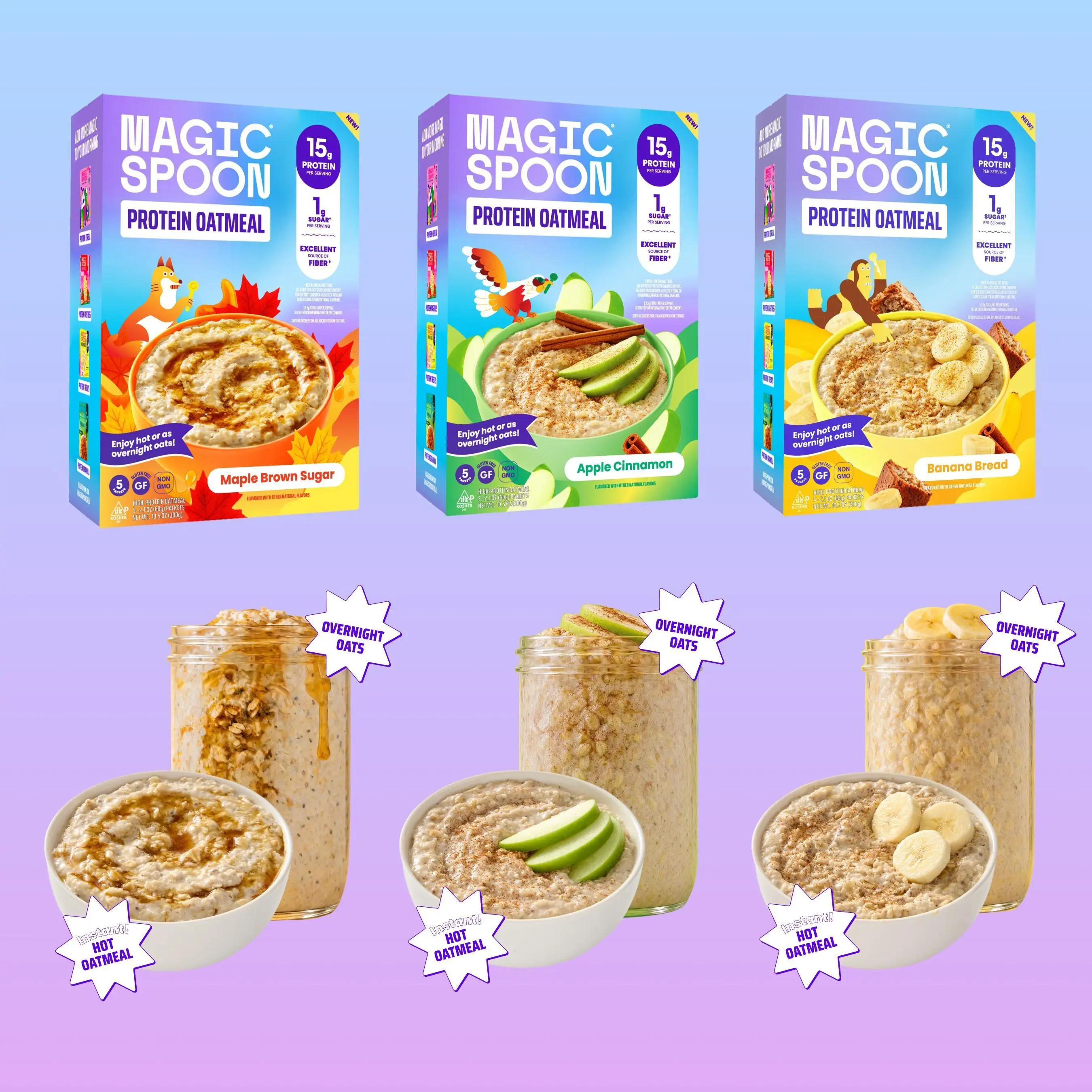 Magic Spoon Protein Oatmeal 3-Box Pack | High Protein, Low Sugar, Healthy Breakfast & Snack Magic Spoon Protein Oatmeal 3-Box Pack | High Protein, Low Sugar, Healthy Breakfast & Snack