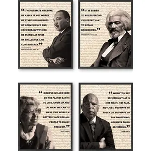 African American Inspirational Set of 4 - Artistic Wall Decor Print for Room Aesthetic and Vibe